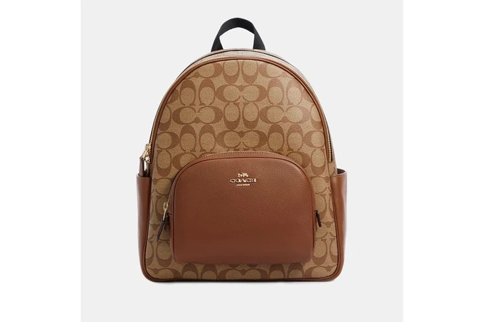 Court Backpack In Signature Canvas – Im/Khaki/Saddle