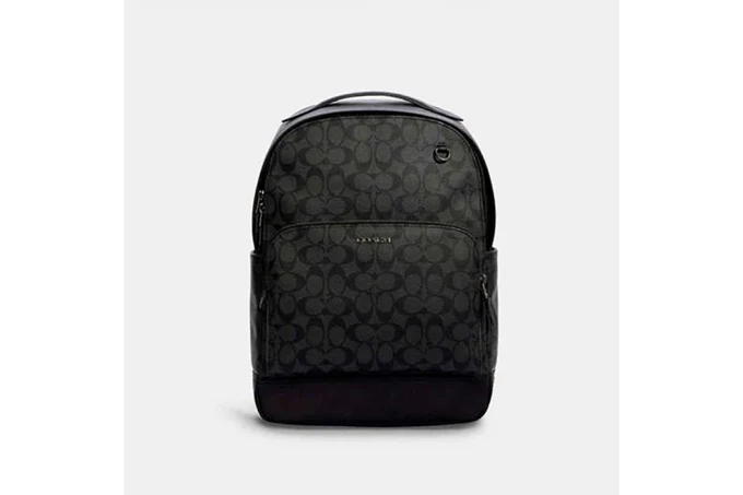 Graham Backpack In Signature Canvas - Gunmetal/Charcoal/Black