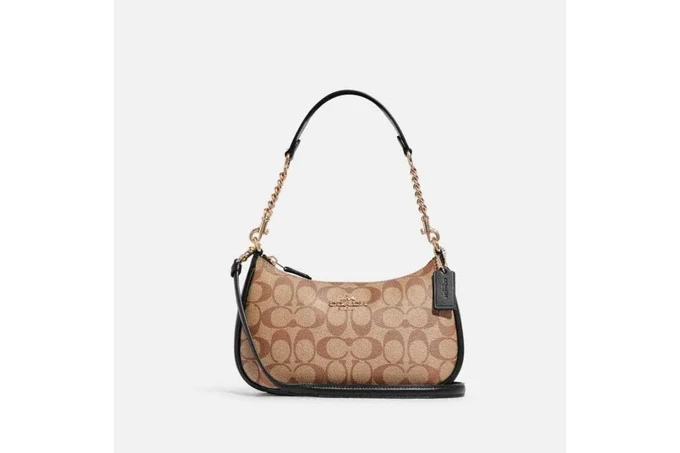 Teri Shoulder Bag In Signature Canvas - Im/Khaki/Black