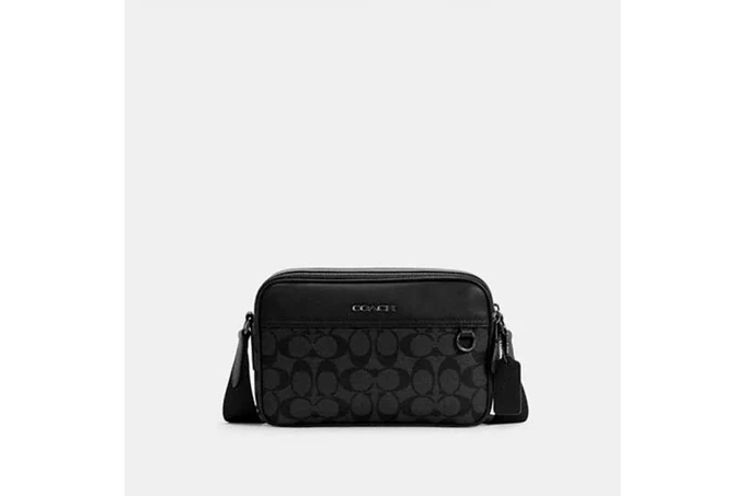 Graham Crossbody In Signature Canvas - Gunmetal/Charcoal/Black