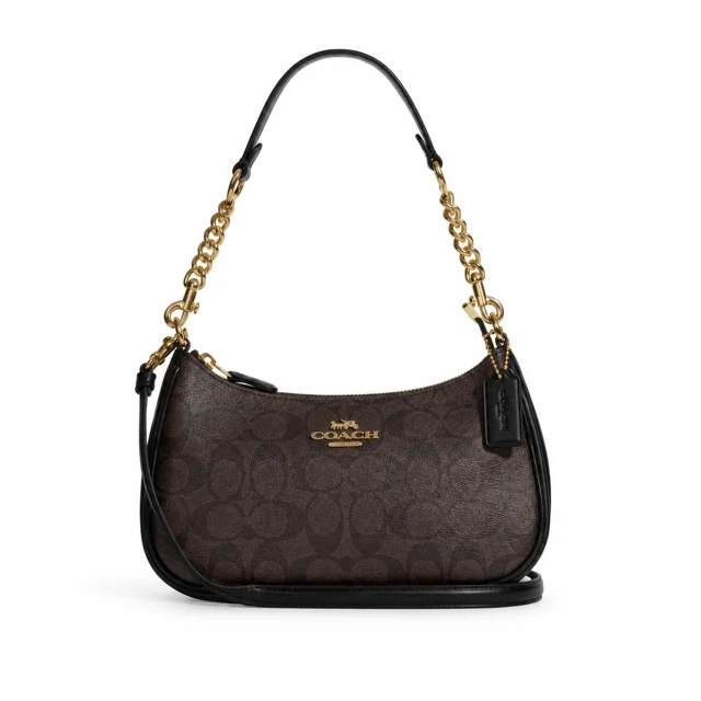 Coach Teri Shoulder Bag Signature — Brown/Black