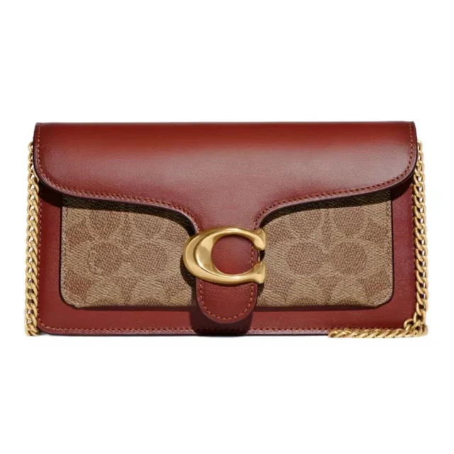 Coach Tabby Chain Clutch Signature — Tan/Rust