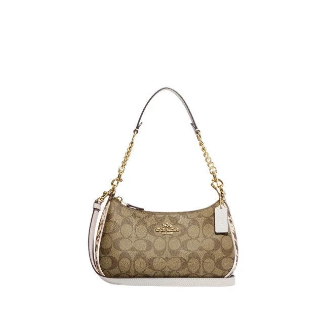 Coach Teri Shoulder Bag Signature — Khaki/Chalk Multi