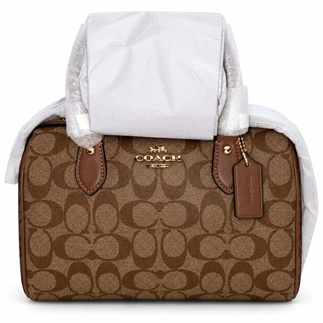 Coach Rowan Satchel Signature — Khaki/Saddle