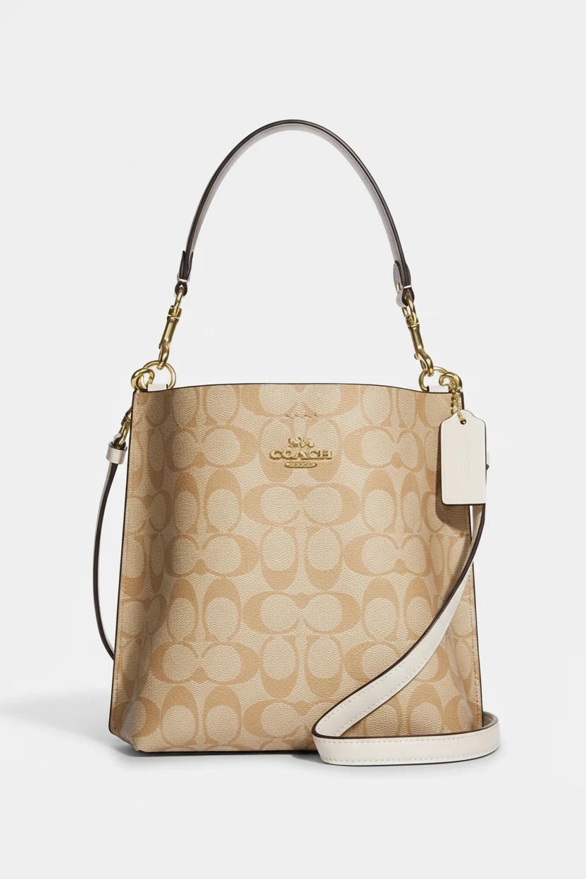 Сумка Coach Mollie Bucket Bag 22 In Signature Canvas Light Khaki Chalk — фото 1