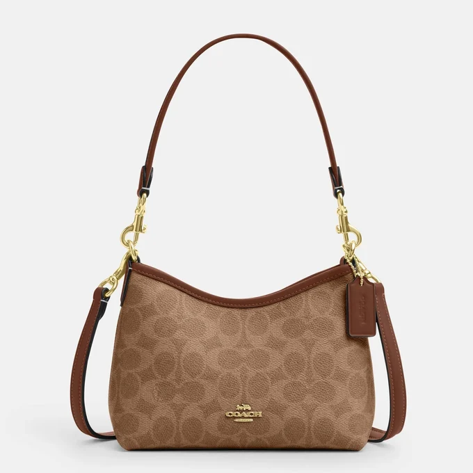 Сумка COACH Laurel Small Shoulder Bag In Signature Canvas Dark Beige