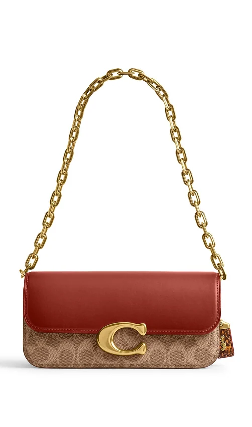 Сумка COACH Idol 23 In Signature Canvas With Snakeskin Detail Tan Rust