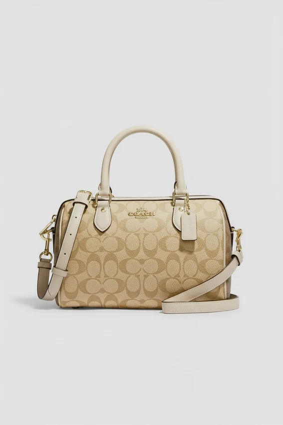 Сумка Coach Rowan Satchel Bag In Signature Canvas Light Khaki