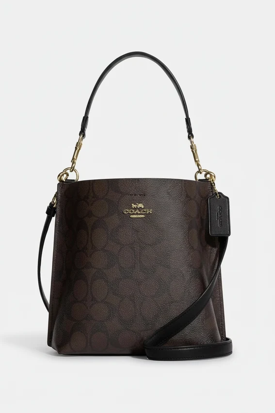 Сумка Coach Mollie Bucket Bag 22 In Signature Canvas Gold/Brown Black