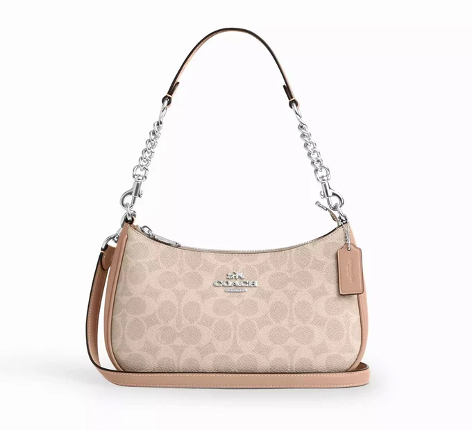 Сумка COACH Teri Shoulder Bag In Signature Canvas Sv/Sand/Taupe