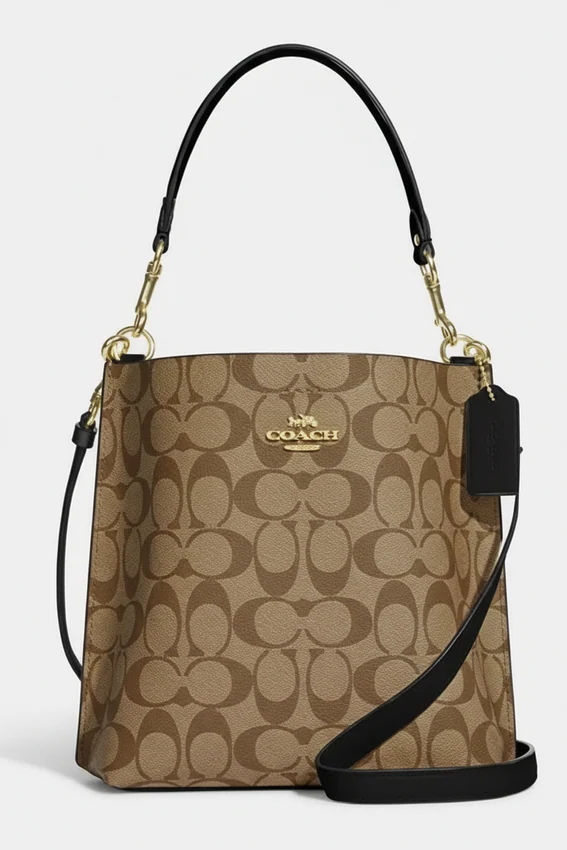 Сумка Coach Mollie Bucket Bag 22 In Signature Canvas Gold/Khaki/Black