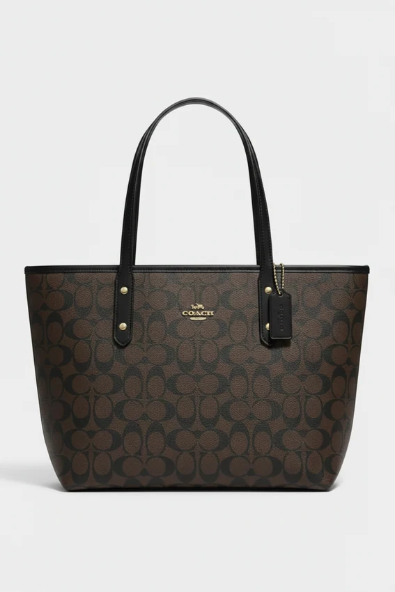 Сумка Coach City Zip Tote In Signature Canvas Black Brown