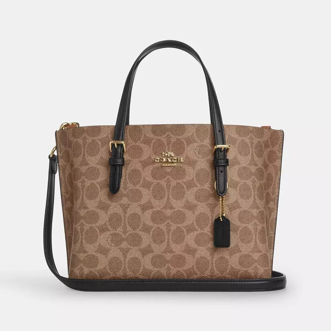 Сумка Coach Mollie Tote Bag 25 In Signature Canvas Gold/Tan/Black