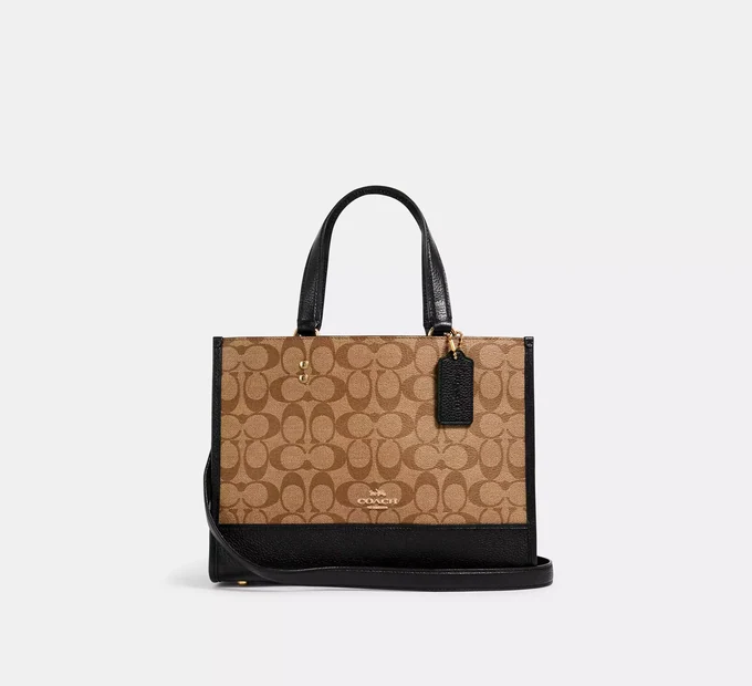 Сумка Coach Dempsey Carryall Bag In Signature Canvas Khaki Black