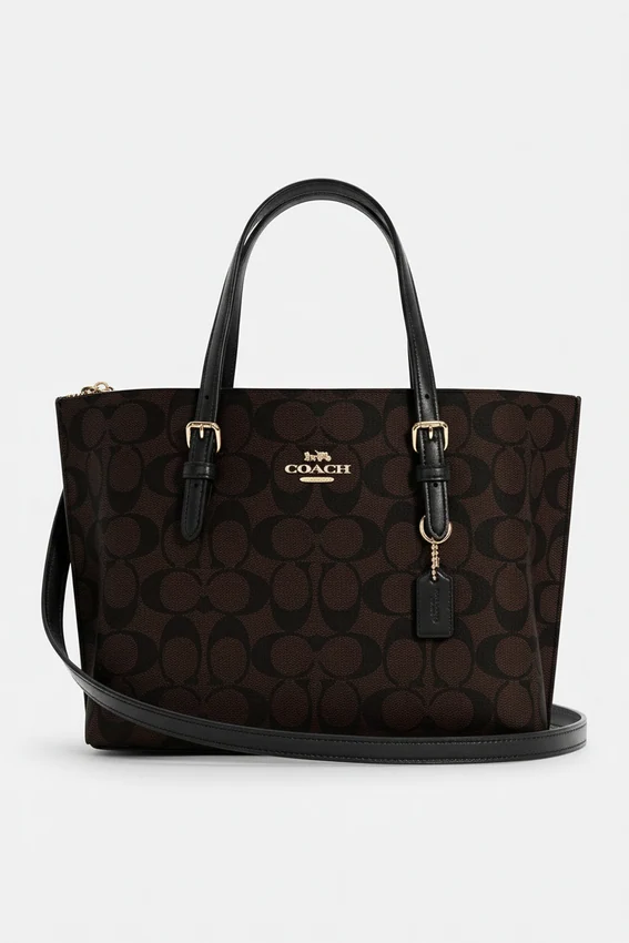 Сумка Coach Mollie Tote Bag 25 In Signature Canvas Gold/Walnut/Black