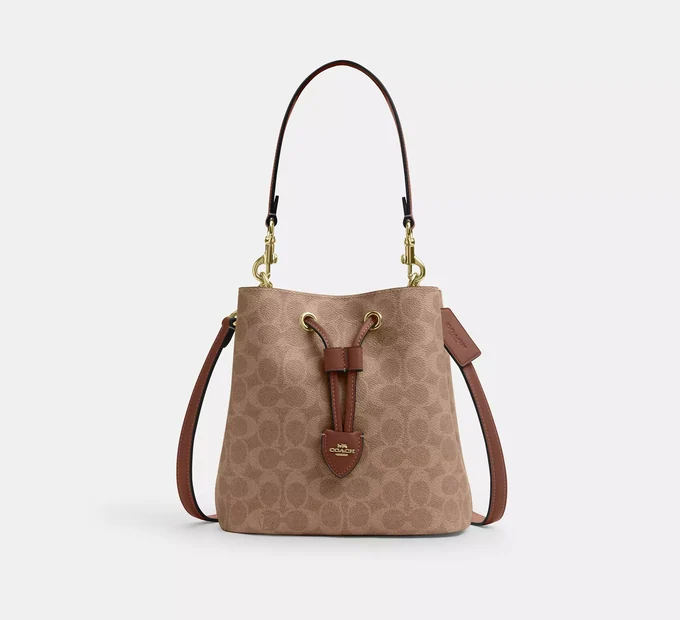 Сумка Coach Rowan Bucket Bag In Signature Canvas Gold/Tan/Brown